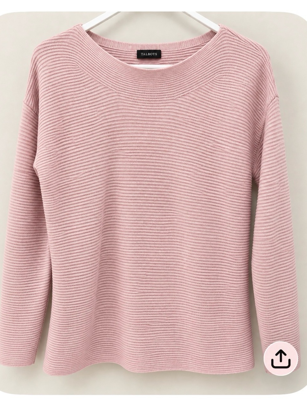 Talbots Light Pink Ribbed Crewneck Sweater. Soft Mauve.     size L